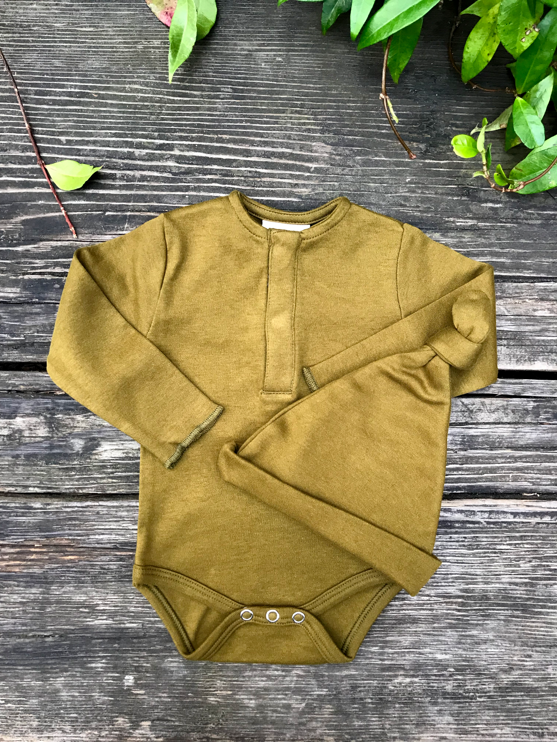 Olive hat and onesie