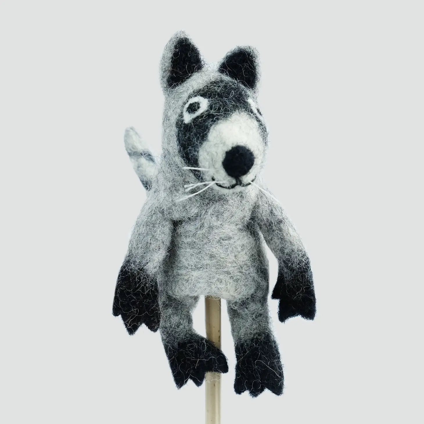 Wool Felt raccoon finger puppets