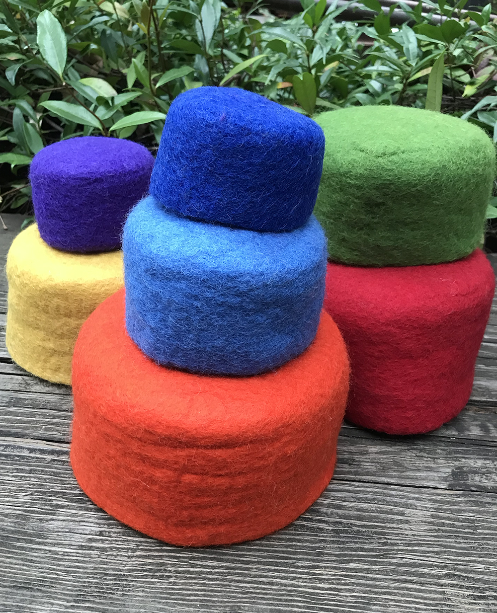 Rainbow Wool Felt Bowls Set