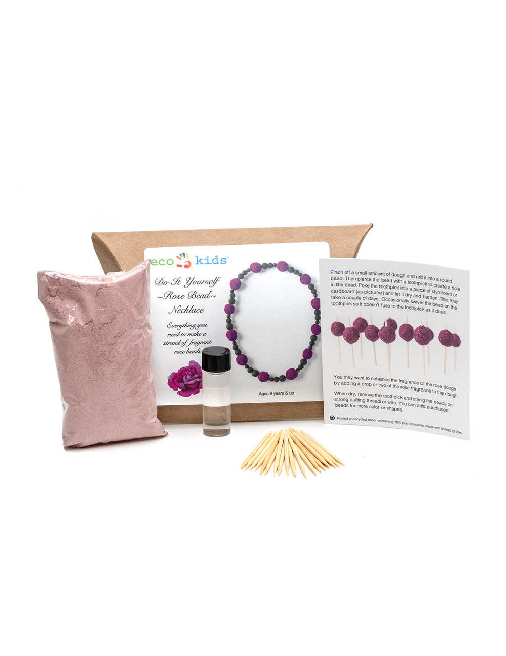 Rose bead necklace kit open with box