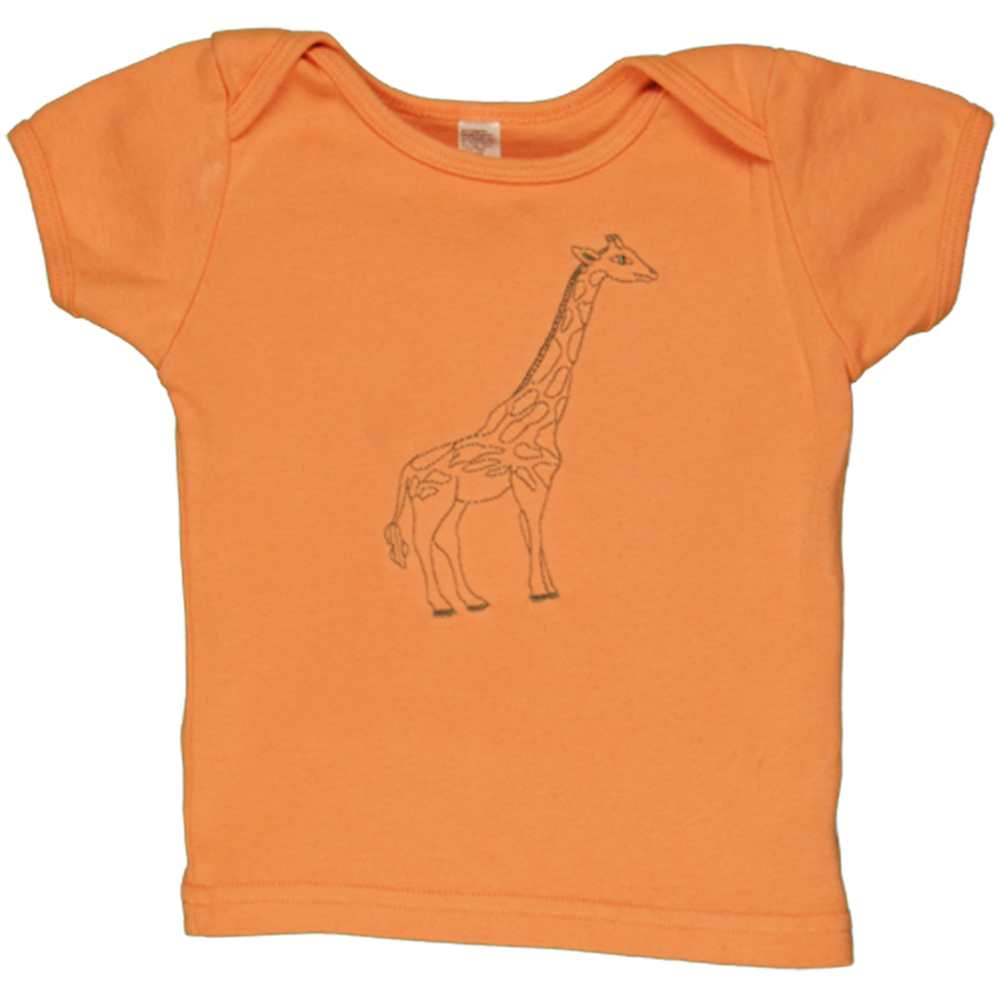 Coral/Green Giraffe Baby Short Sleeve Tee