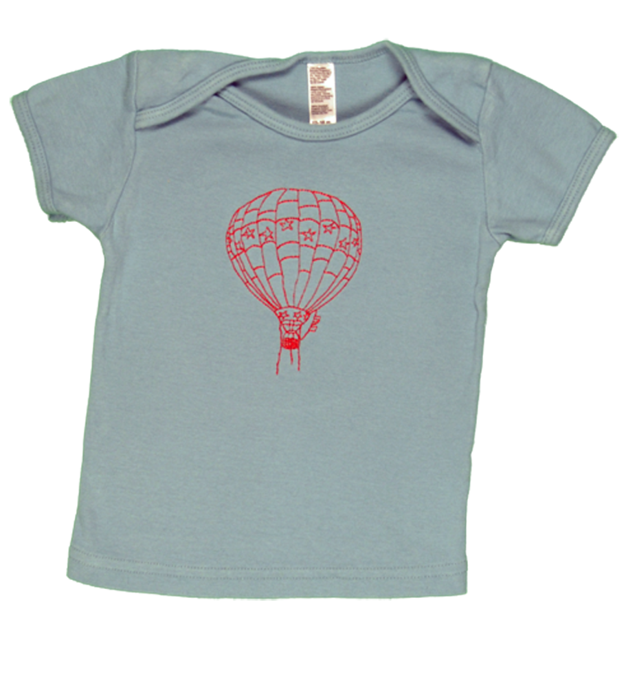 Blue/Red Hot Air Balloon Kids Short Sleeve Tee