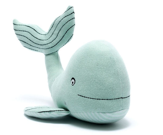 Knitted Whale Plush Toy in Sea Green