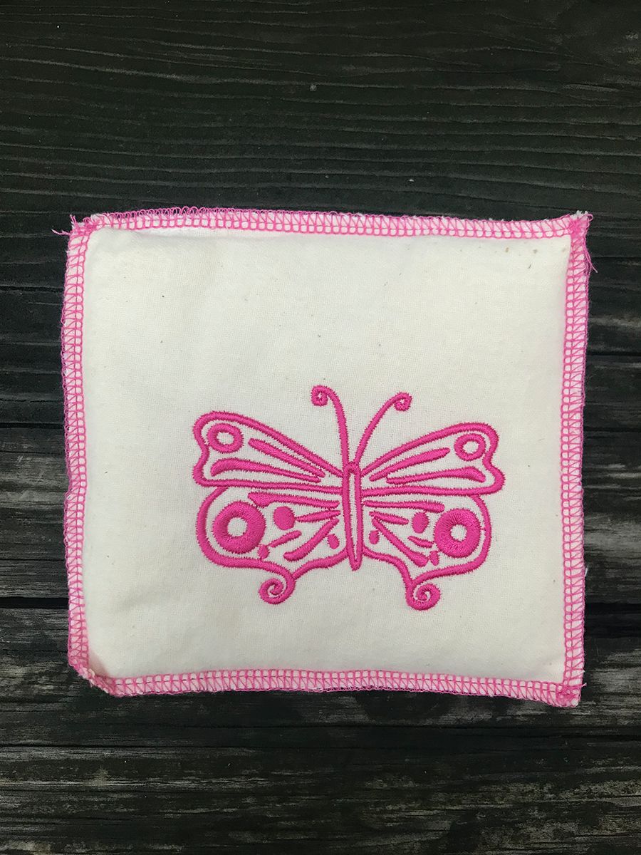 small embroidered pillow butterfly