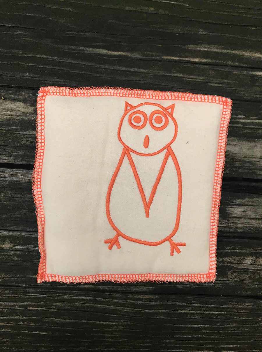 embroidered pillow owl small