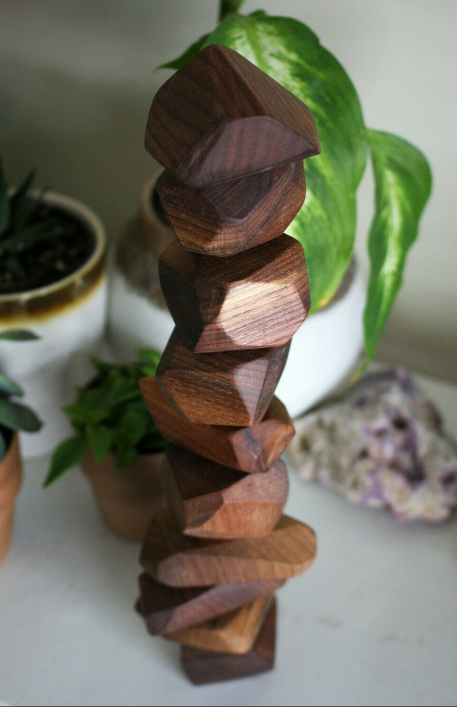 Wood Stacking Stones - Walnut