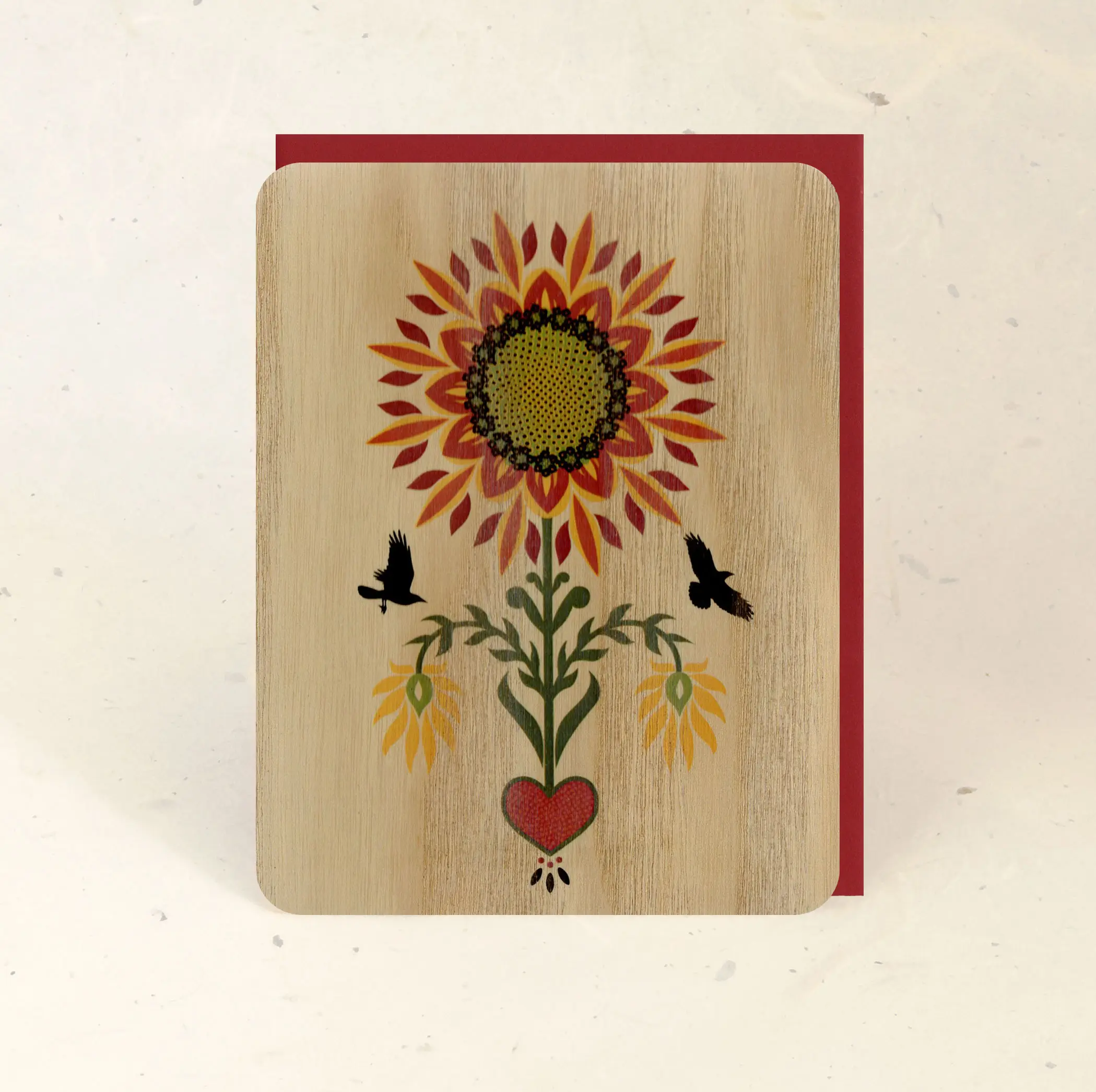 Sunflower Wood Greeting Card