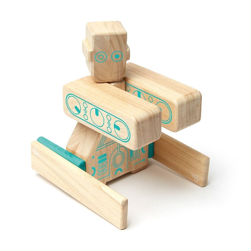 Robo Magnetic Wooden Blocks Future Collection 8 pieces at Tegu Toys