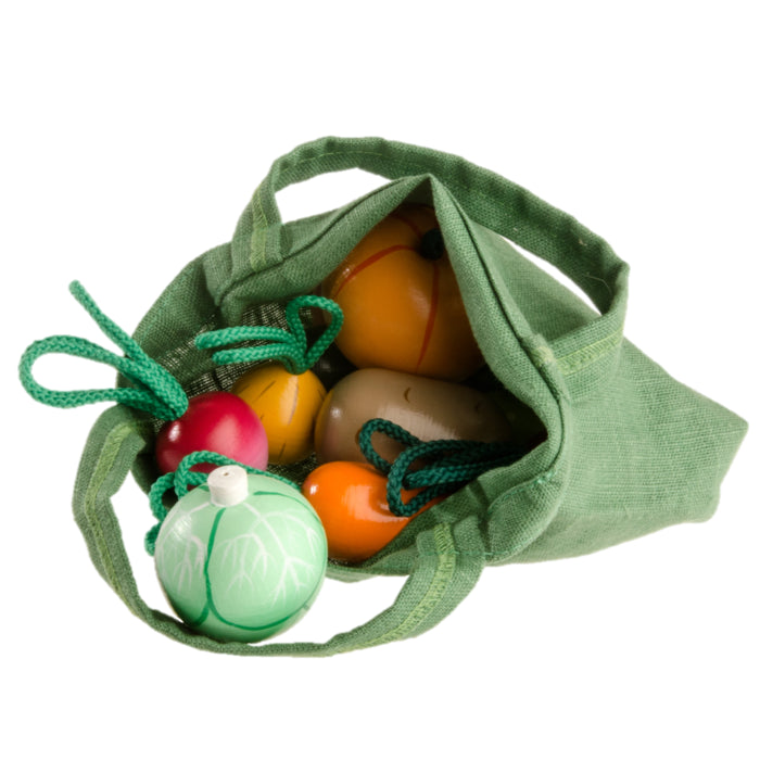 Wooden Vegetables in Cotton Tote Bag