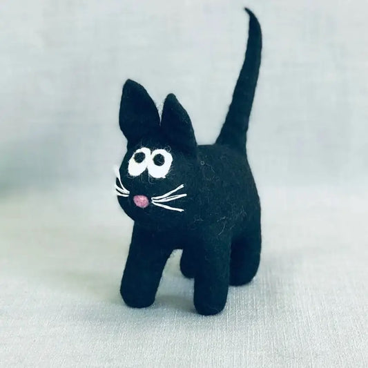 Wool Felt Cat in Black