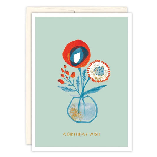 Red and Blue Vase Birthday Card