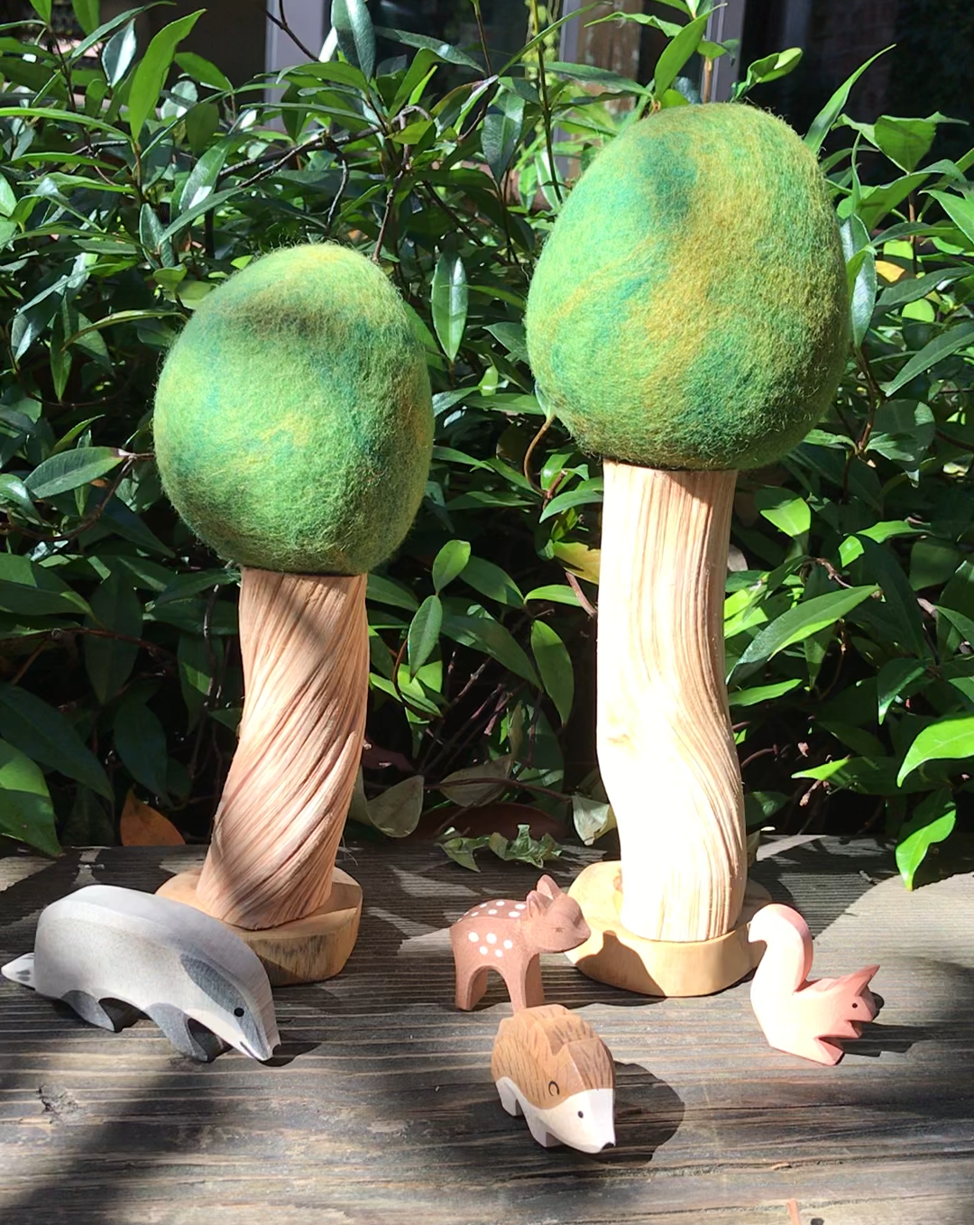 Woodland animals and felt trees