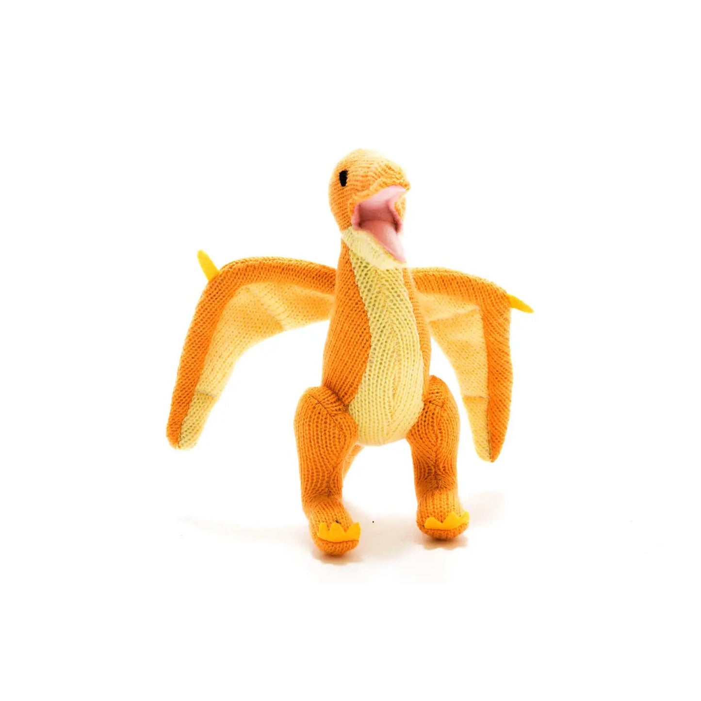 Yellow pterodactyl knitted rattle